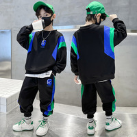 Sweat-shirt et pantalon avec lettres brodées pour enfants, vêtements pour adolescents, survêtement astronomique, haut tendance, printemps, 2 pièces 1